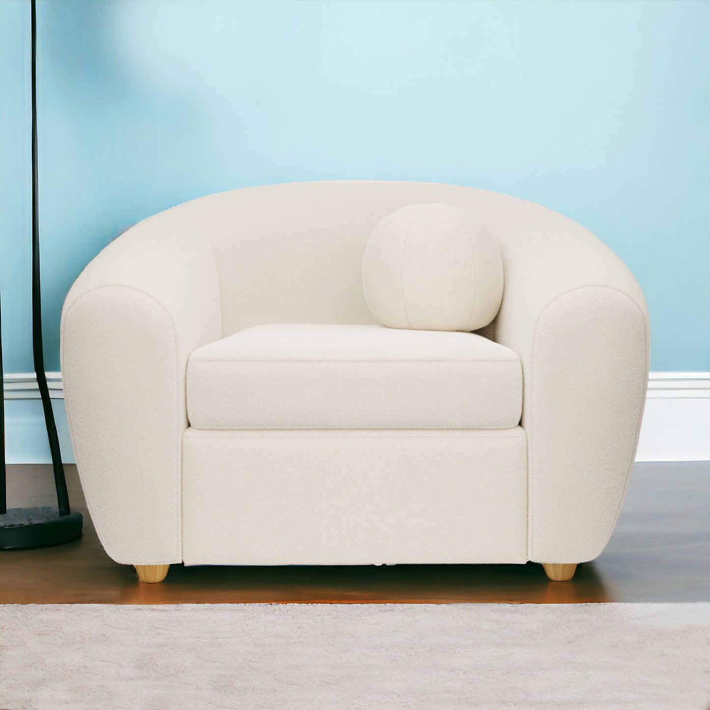 39" White and Natural Boucle Arm Chair-1