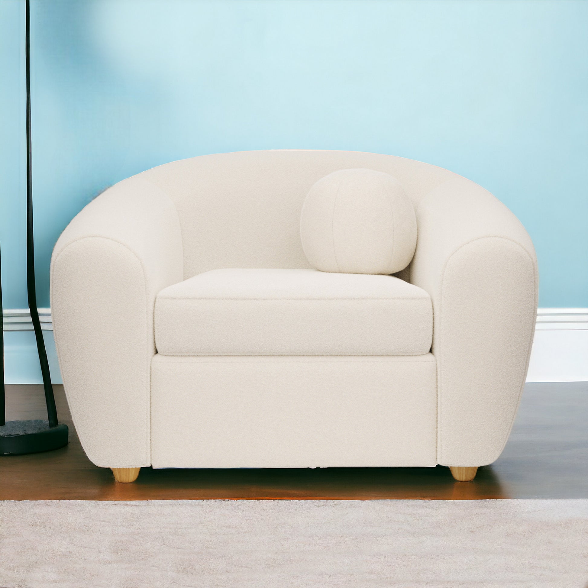 39" White and Natural Boucle Arm Chair-1