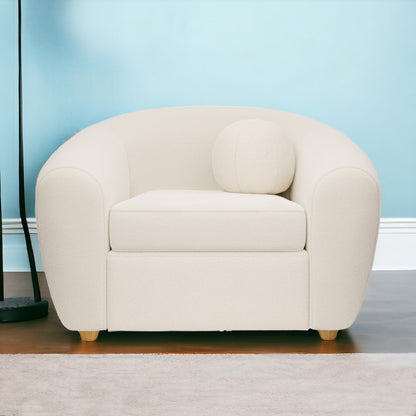39" White and Natural Boucle Arm Chair-1