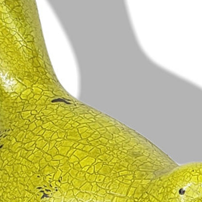 Set of Three Lemongrass Green Polyresin and Metal Bird Sculptures-5