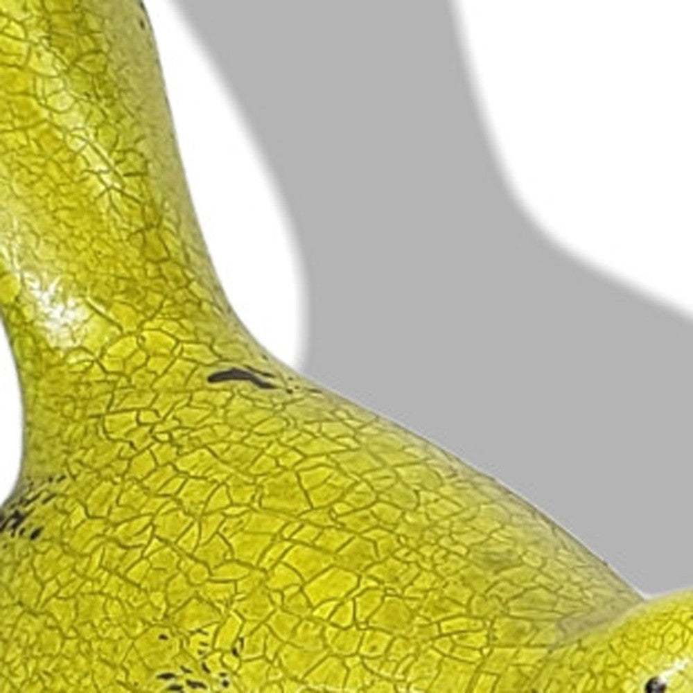 Set of Three Lemongrass Green Polyresin and Metal Bird Sculptures-8