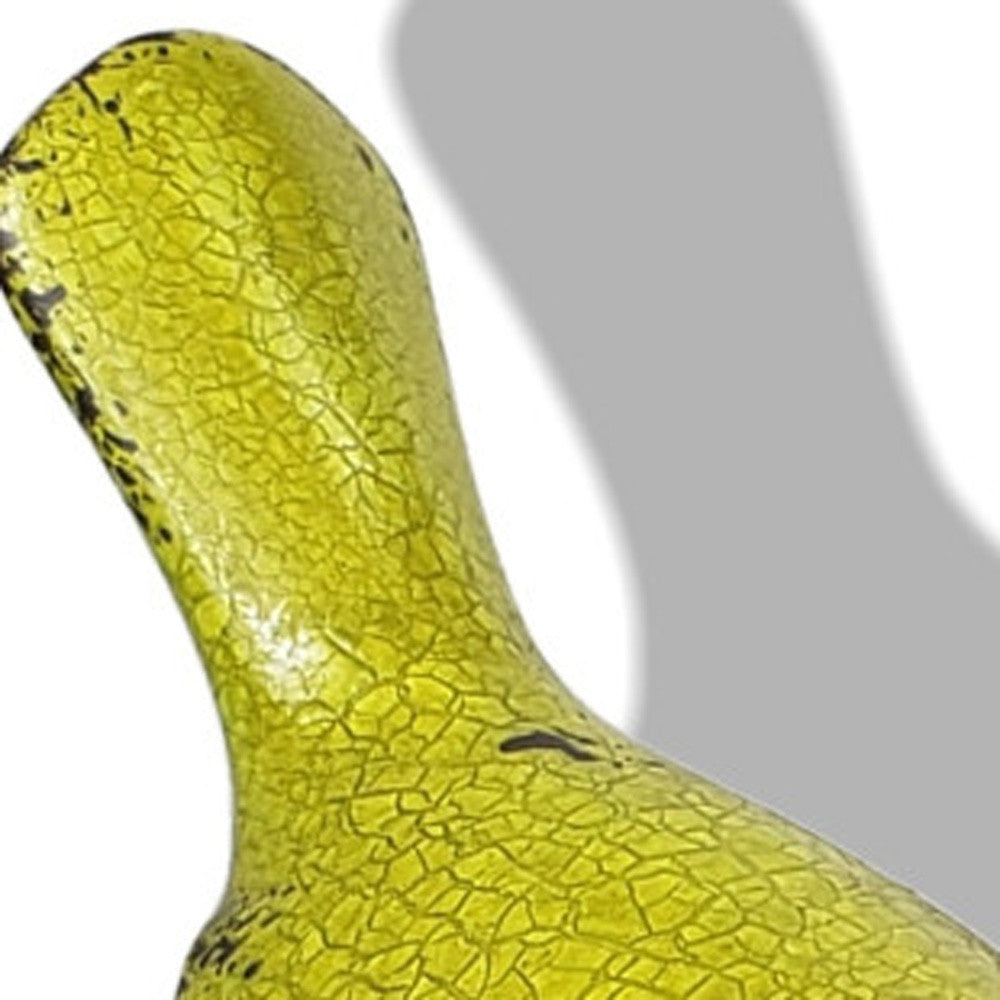 Set of Three Lemongrass Green Polyresin and Metal Bird Sculptures-4