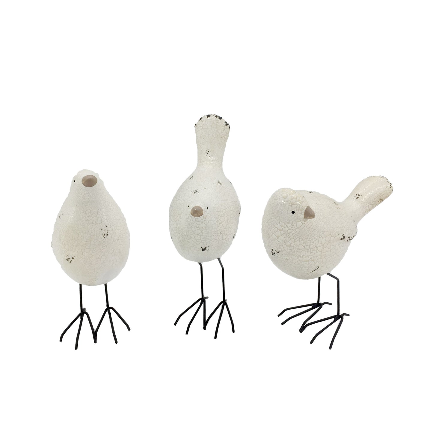 Set of Three Black and White Fabric Bird Statue Tabletop Sculpture-1