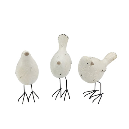Set of Three Black and White Fabric Bird Statue Tabletop Sculpture-1