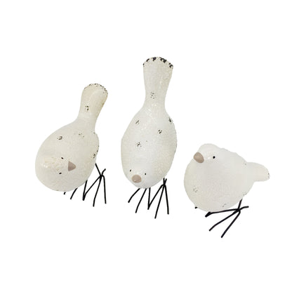 Set of Three Black and White Fabric Bird Statue Tabletop Sculpture-4
