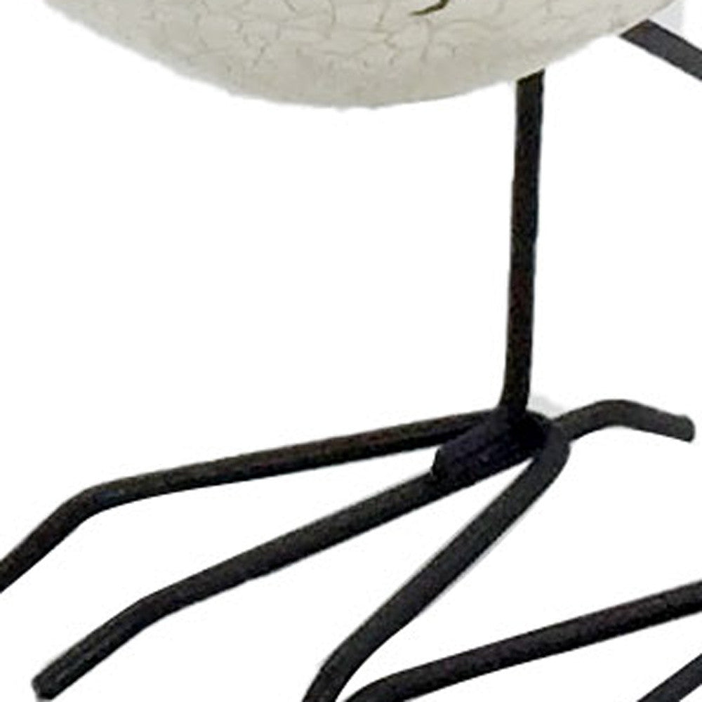 Set of Three Black and White Fabric Bird Statue Tabletop Sculpture-5