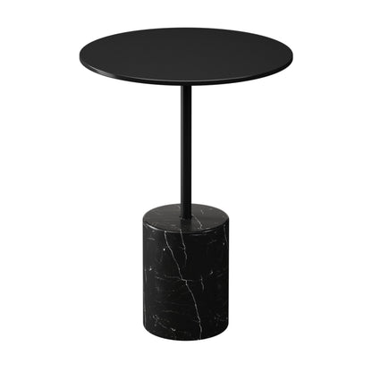 20" Black Steel And Marble Round End Table-0