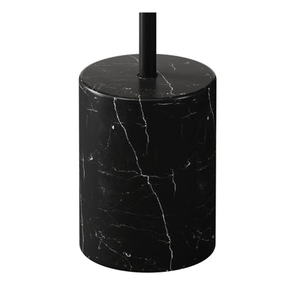 20" Black Steel And Marble Round End Table-4