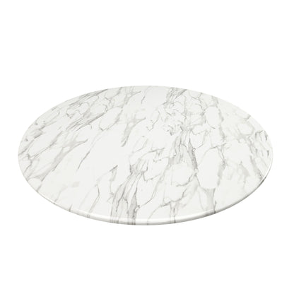 32" White And Black Marble And Metal Dining Table-1