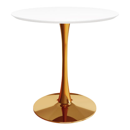 36" White And Gold Metal Dining Table-1