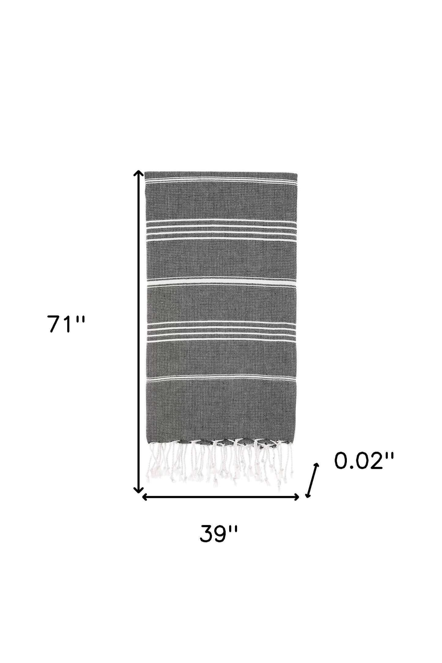 39" X 71" White and Black Cotton Turkish Towel Throw Blanket with Tassels-7