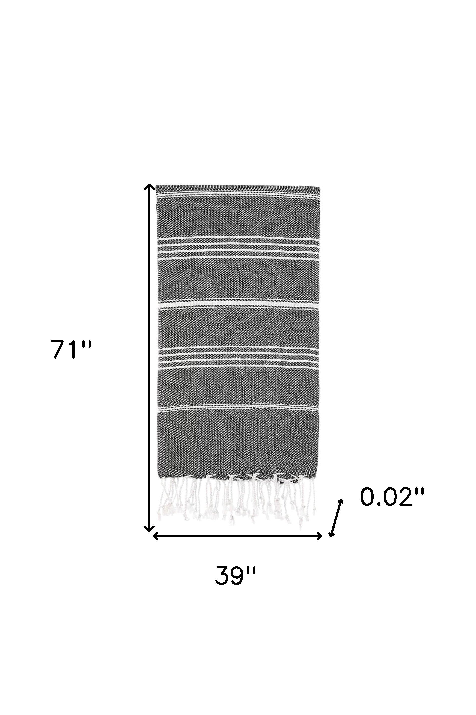 39" X 71" White and Black Cotton Turkish Towel Throw Blanket with Tassels-7