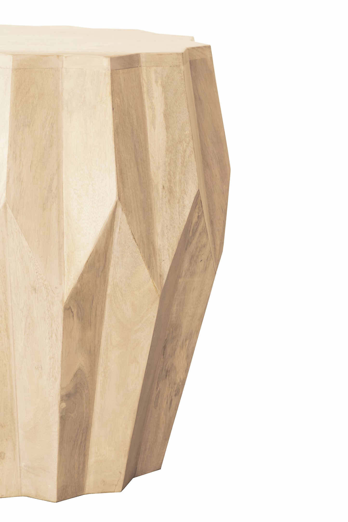 23" Natural Solid Wood Round Drum End Table-2