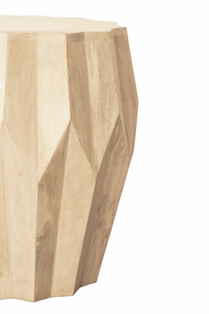 23" Natural Solid Wood Round Drum End Table-2