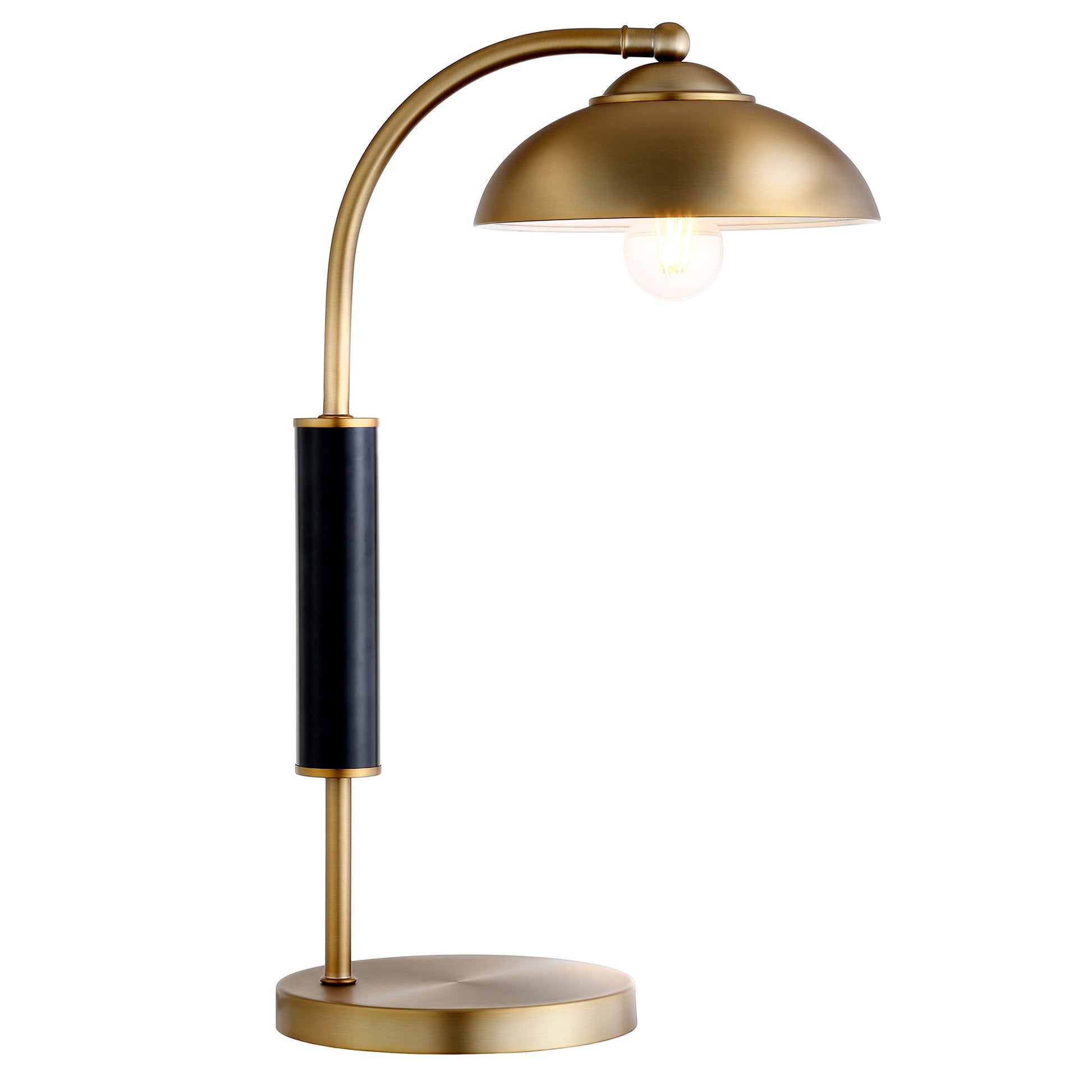 24" Gold and Black Metal Desk Table Lamp With Gold Dome Shade-1
