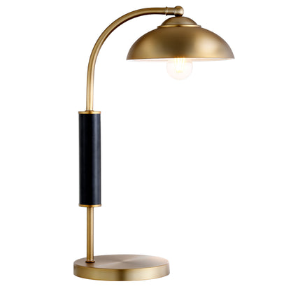 24" Gold and Black Metal Desk Table Lamp With Gold Dome Shade-1