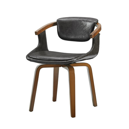 Gray and Brown Upholstered Faux Leather Dining Arm Chair-3