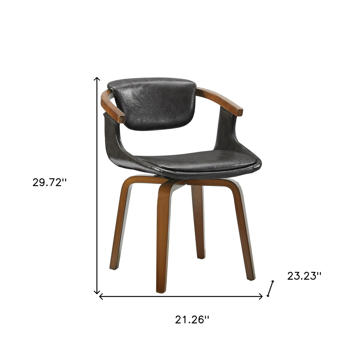 Gray and Brown Upholstered Faux Leather Dining Arm Chair-5