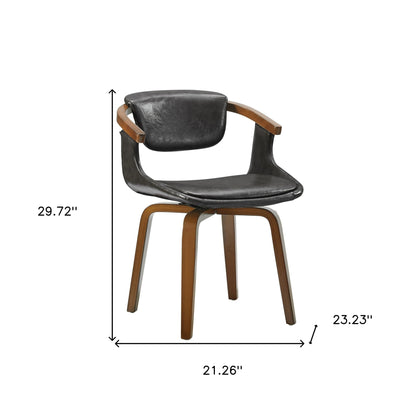 Gray and Brown Upholstered Faux Leather Dining Arm Chair-5