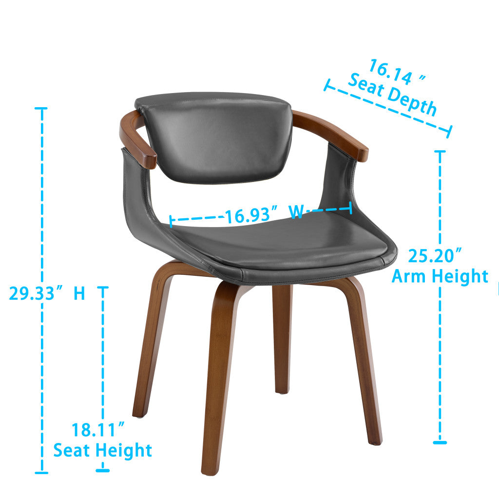 Gray and Brown Upholstered Faux Leather Dining Arm Chair-6