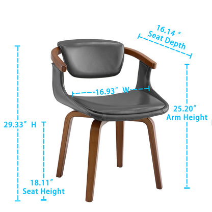 Gray and Brown Upholstered Faux Leather Dining Arm Chair-6