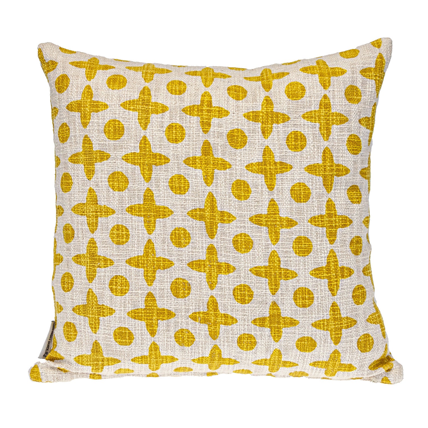 18" Yellow and White Geometric Cotton Throw Pillow-1