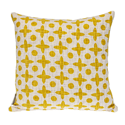 18" Yellow and White Geometric Cotton Throw Pillow-1