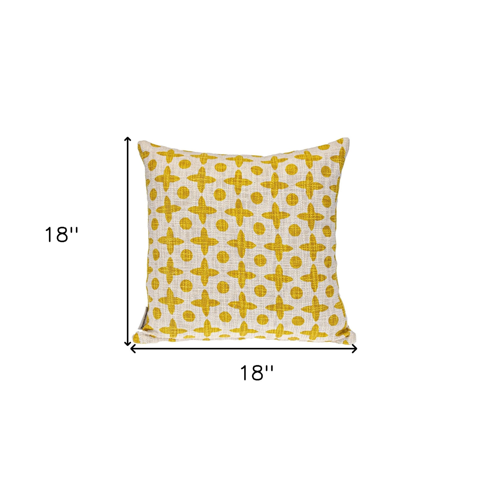 18" Yellow and White Geometric Cotton Throw Pillow-7