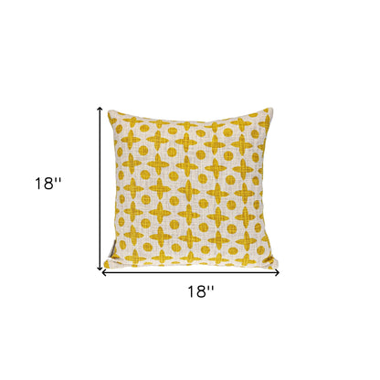 18" Yellow and White Geometric Cotton Throw Pillow-7
