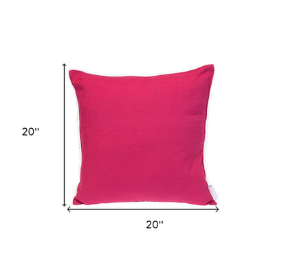 20" Hot Pink Cotton Throw Pillow With Fringe-8