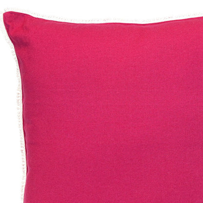 20" Hot Pink Cotton Throw Pillow With Fringe-4
