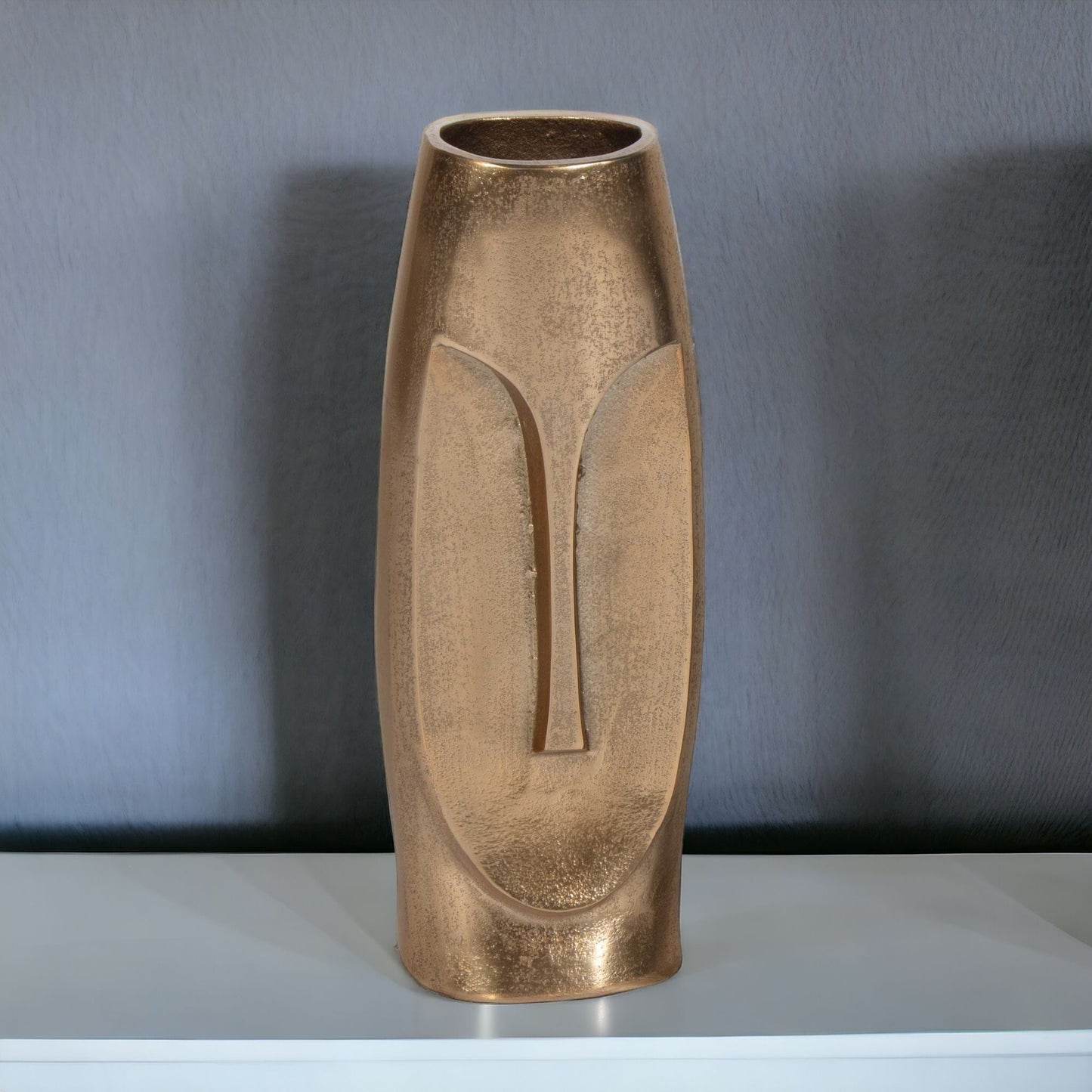 13" Gold Aluminum Faces Cylinder Table Vase-1
