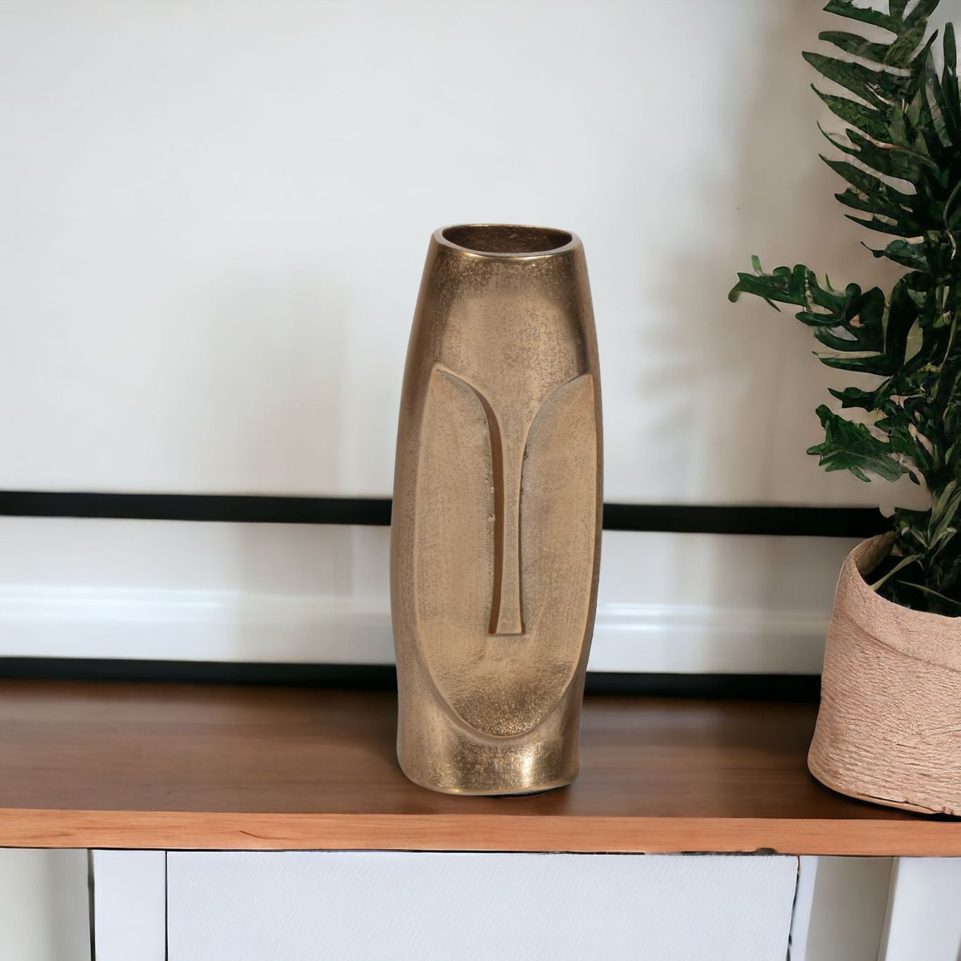 13" Gold Aluminum Faces Cylinder Table Vase-3