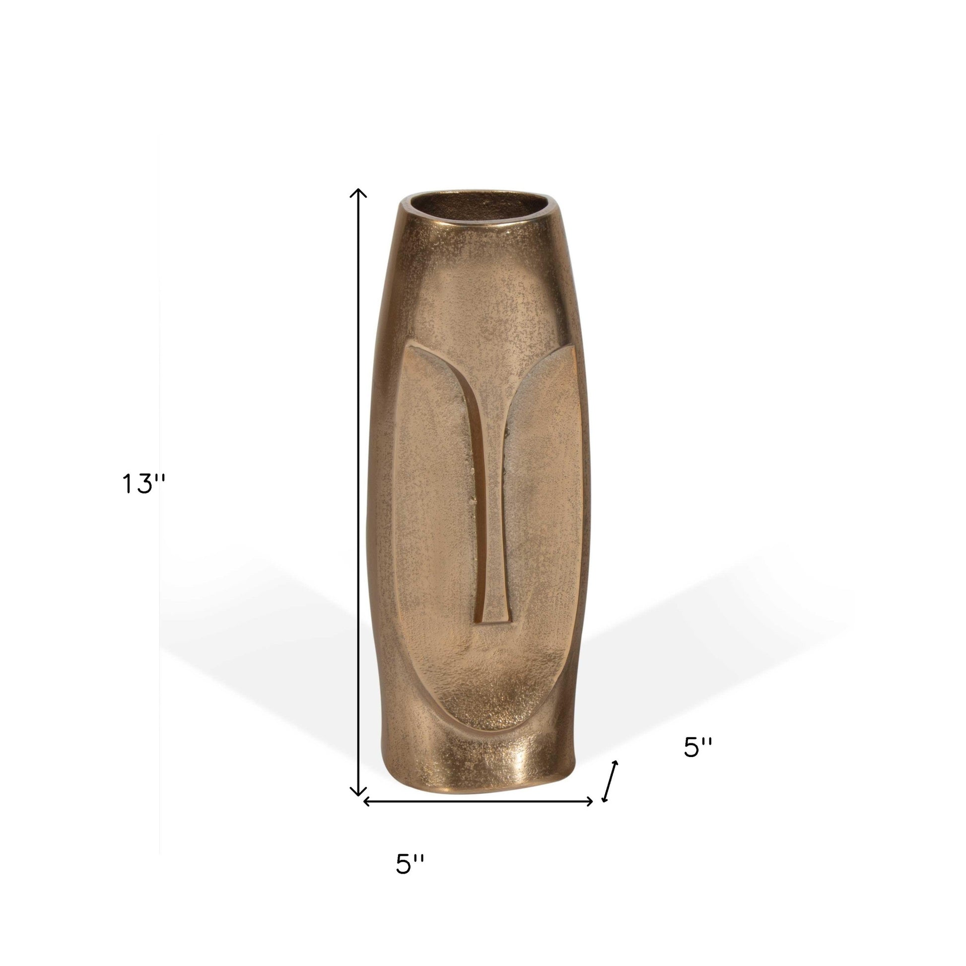 13" Gold Aluminum Faces Cylinder Table Vase-6