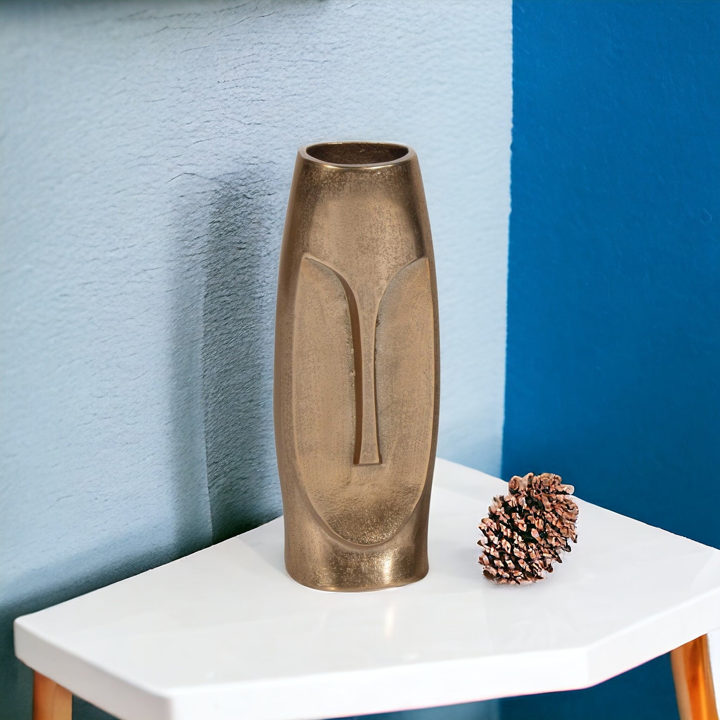 13" Gold Aluminum Faces Cylinder Table Vase-2