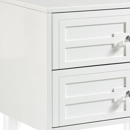 24" White and Clear Wood and Acrylic End Table With Two Drawers-7