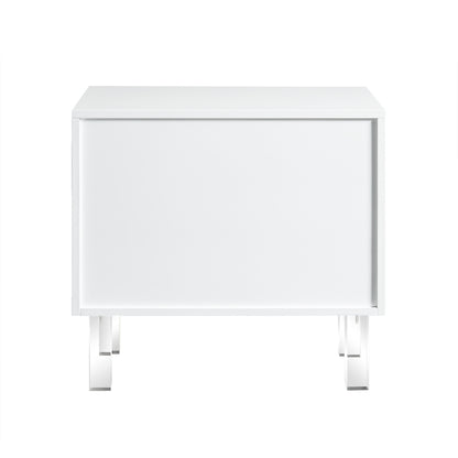 24" White and Clear Wood and Acrylic End Table With Two Drawers-3