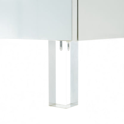 24" White and Clear Wood and Acrylic End Table With Two Drawers-4
