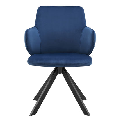 Blue And Black Upholstered Velvet Dining Arm Chair-1