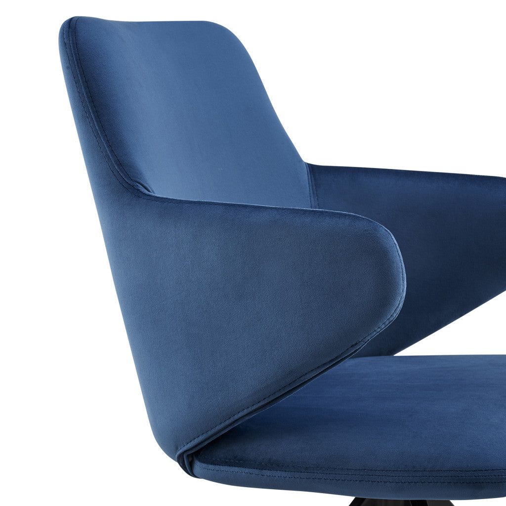 Blue And Black Upholstered Velvet Dining Arm Chair-6