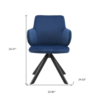 Blue And Black Upholstered Velvet Dining Arm Chair-8