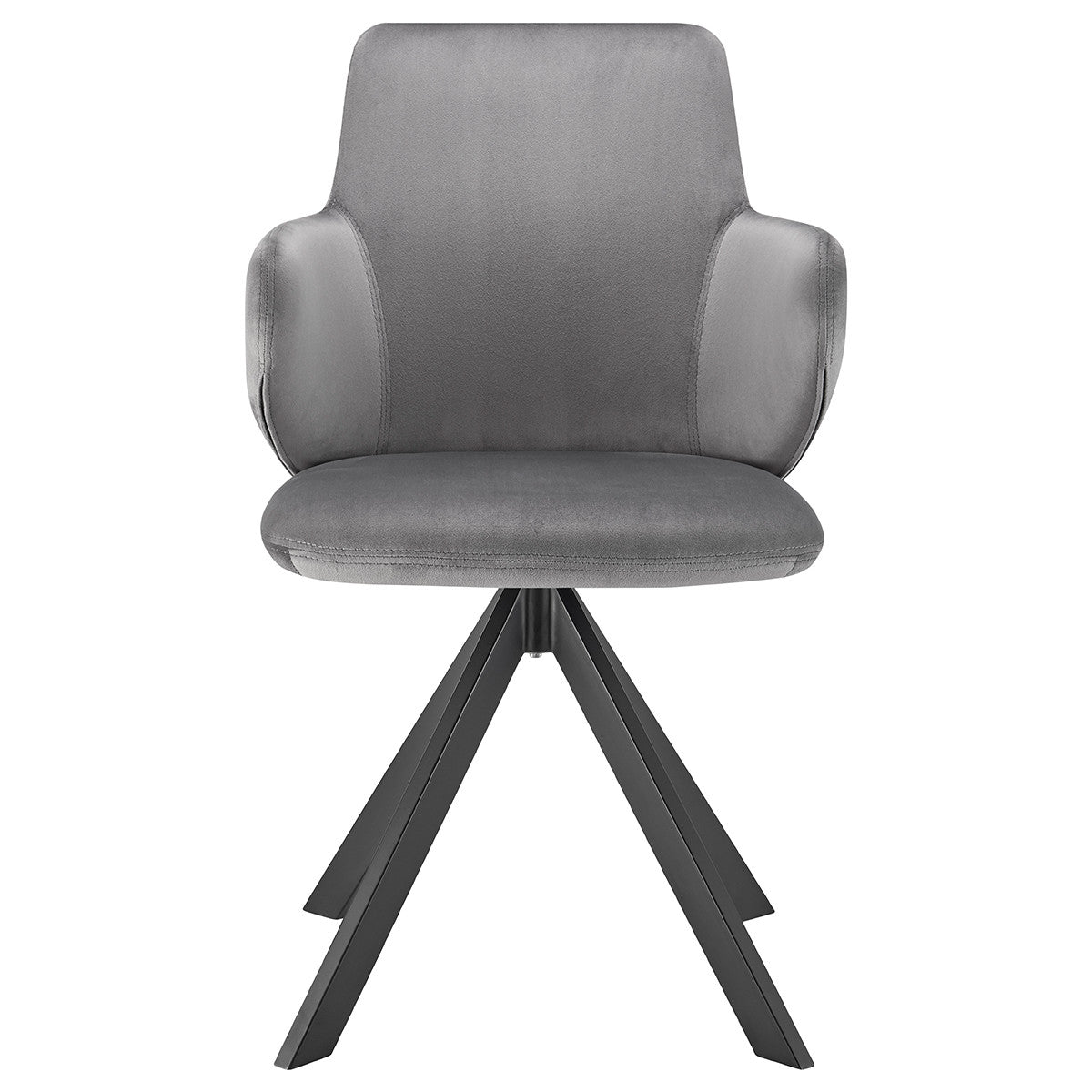 Gray And Black Upholstered Velvet Dining Arm Chair-1