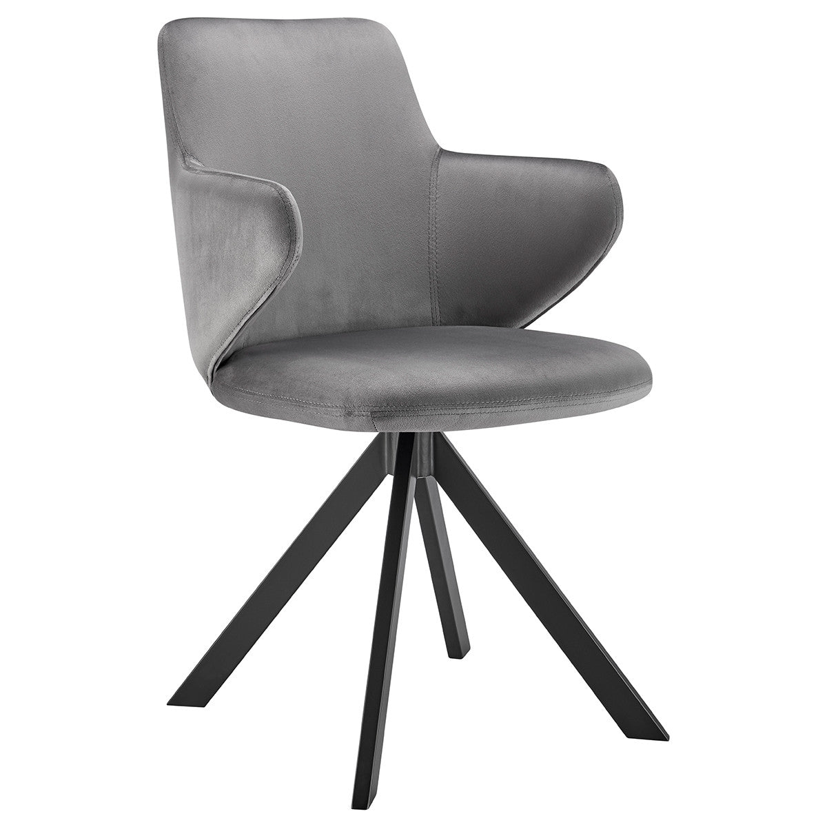 Gray And Black Upholstered Velvet Dining Arm Chair-2