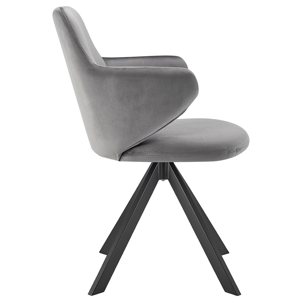 Gray And Black Upholstered Velvet Dining Arm Chair-3