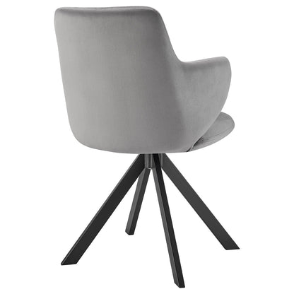 Gray And Black Upholstered Velvet Dining Arm Chair-4
