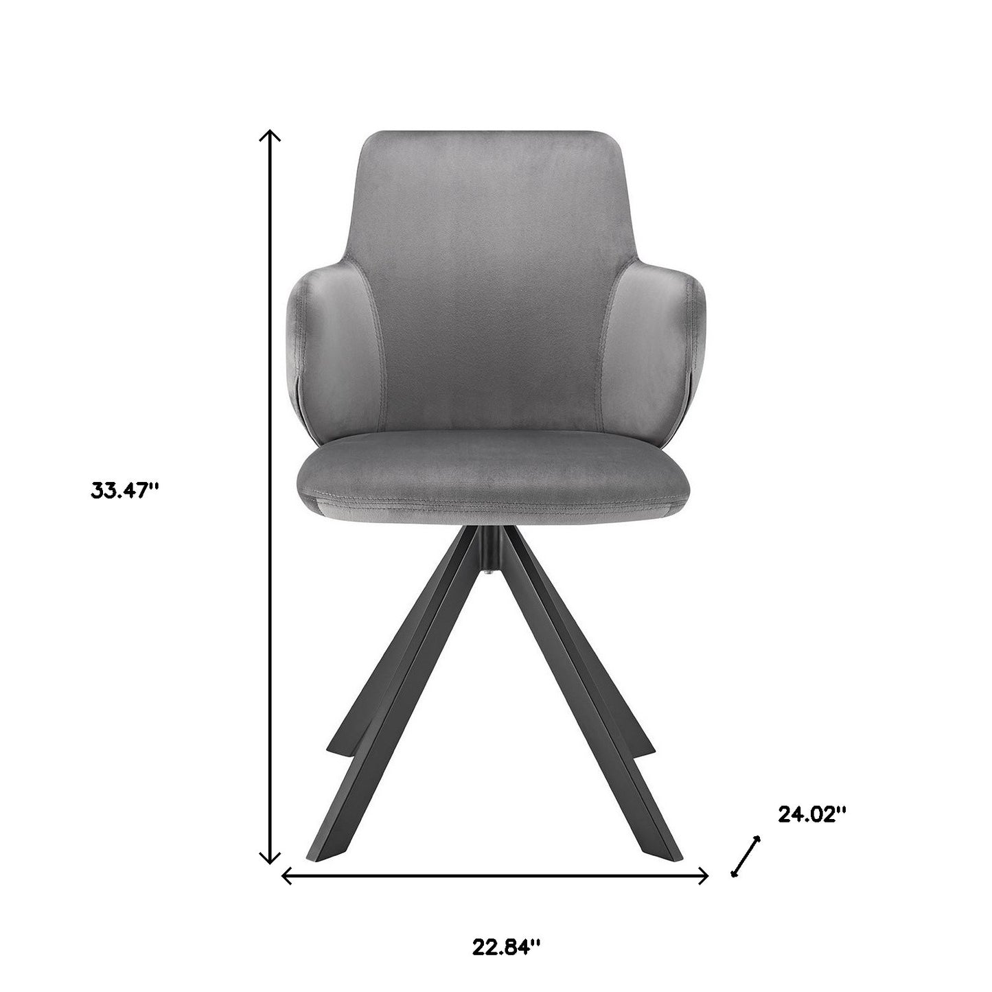 Gray And Black Upholstered Velvet Dining Arm Chair-6