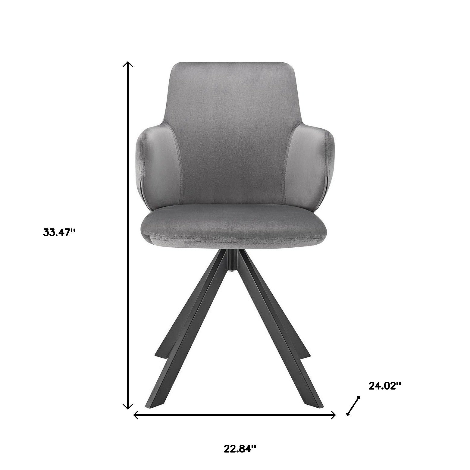 Gray And Black Upholstered Velvet Dining Arm Chair-6