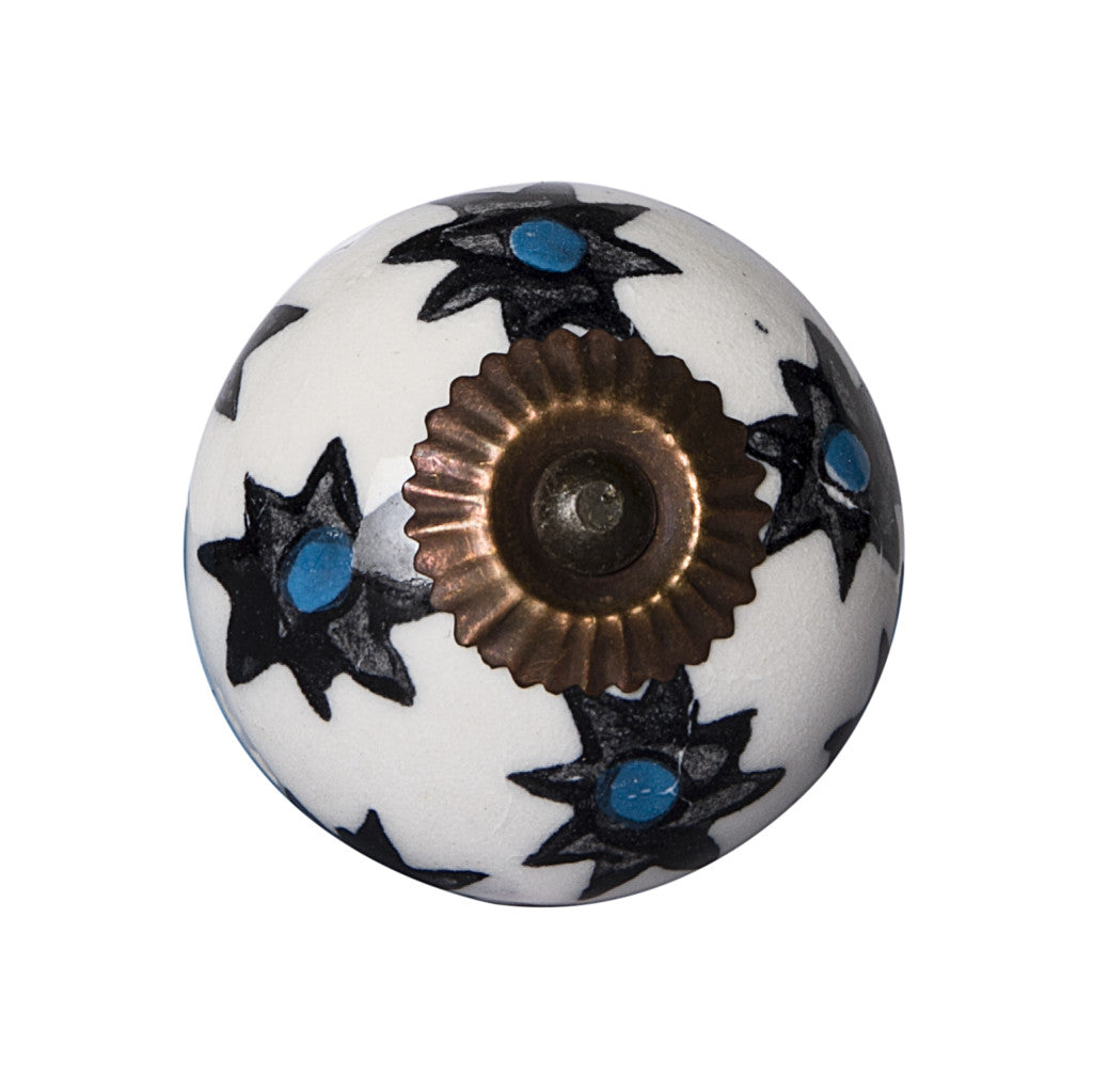 Set of Eight Black And White Ceramic And Metal Drawer Pull Knobs-2