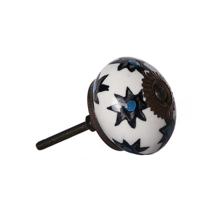 Set of Eight Black And White Ceramic And Metal Drawer Pull Knobs-3