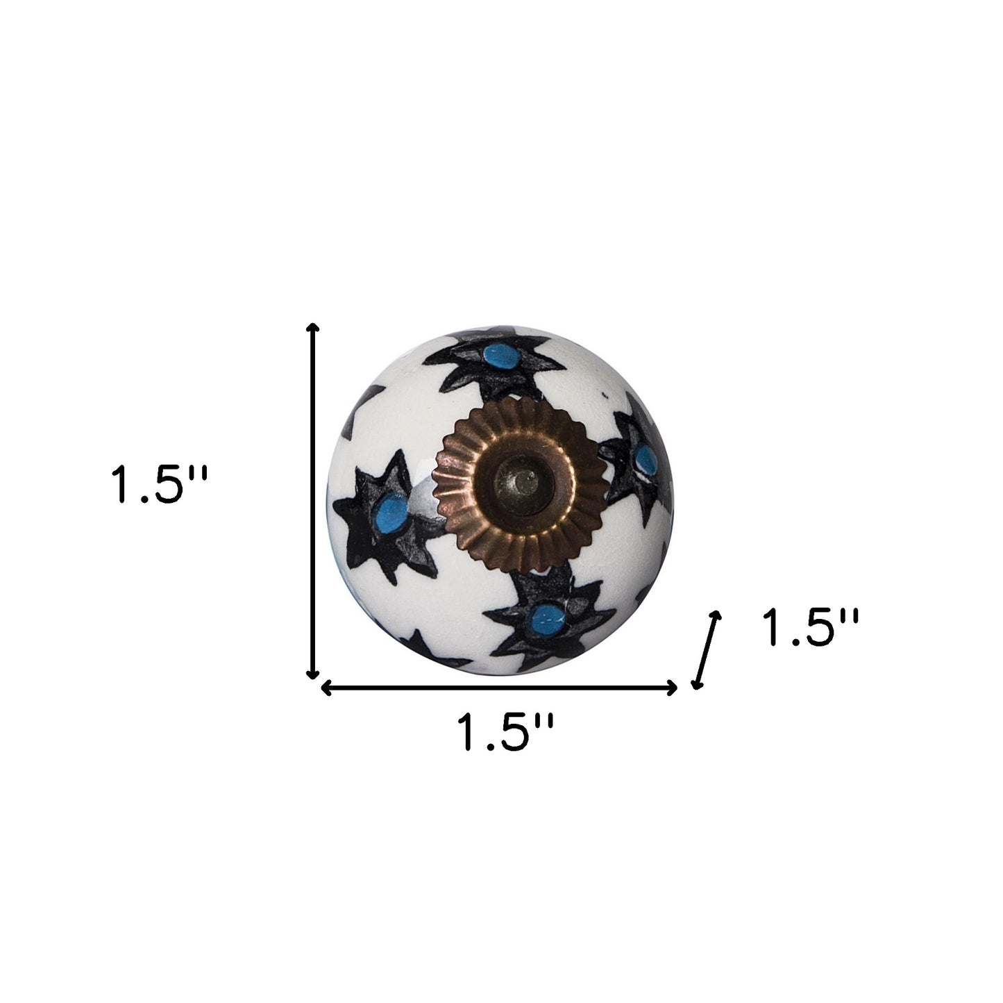 Set of Eight Black And White Ceramic And Metal Drawer Pull Knobs-4